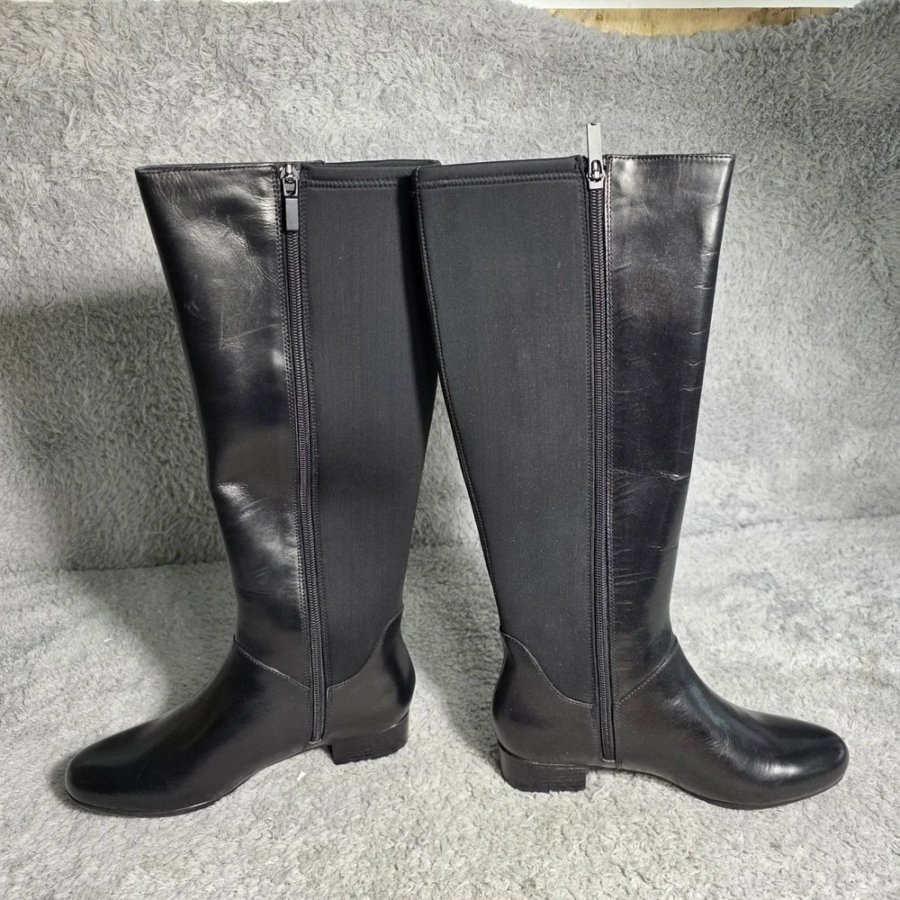 Trotters Womens Black Supple Leather Side Zip Riding Tall Boots Size‎ 6M NEW